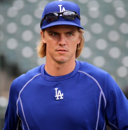 Zack Greinke looks on during batting practice.